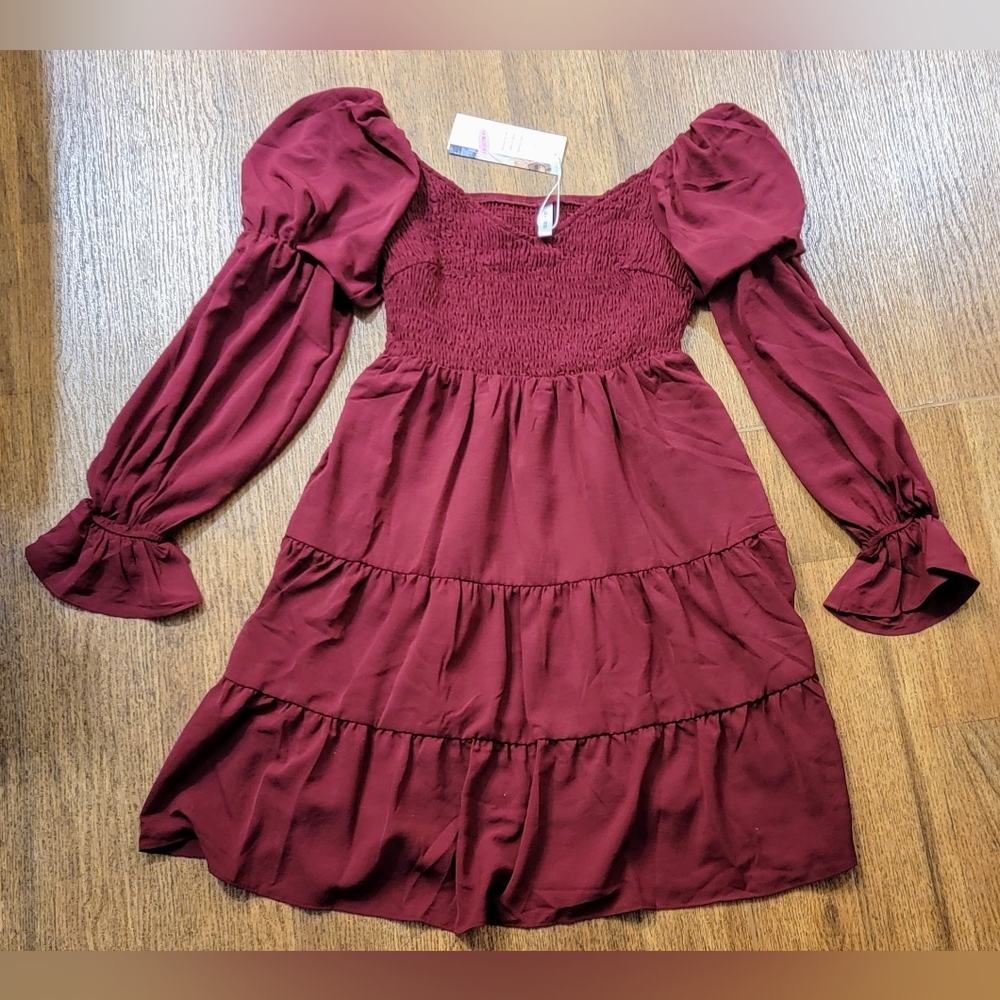 NWT Dokotoo Elegant Burgundy Dress Sz S